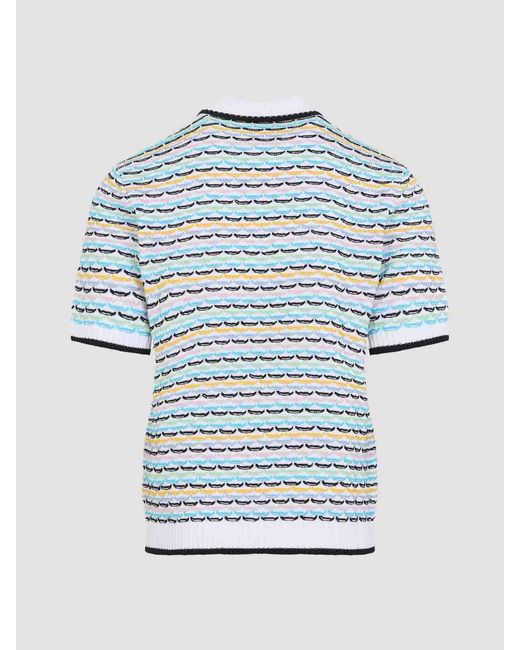 Casablanca Blue Knitted Polo for men