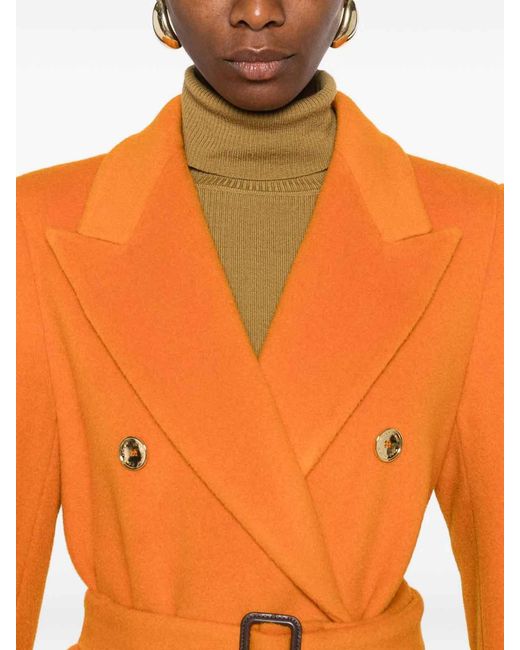 Tagliatore Orange Wool Double-Bteasted Coat