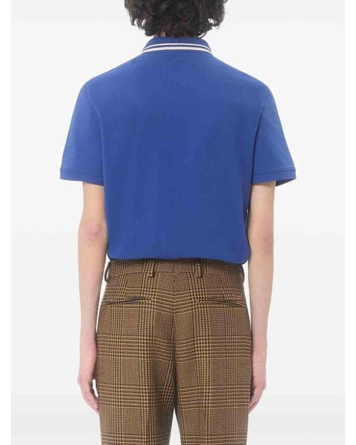 Valentino Garavani Blue Vlogo Signature Piquet Cotton Polo Shirt for men