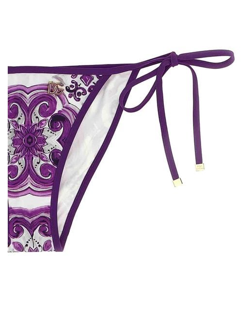 Dolce & Gabbana Purple 'Maiolica' Print Bikini