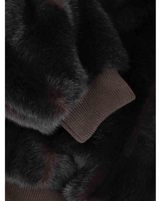 MM6 by Maison Margiela Black Faux Fur Bomber Jacket