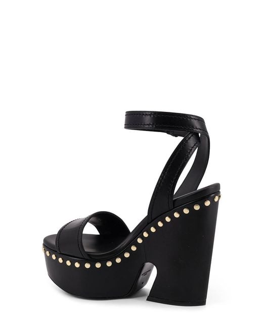 Givenchy Black Studded Leather Wedge Sandals