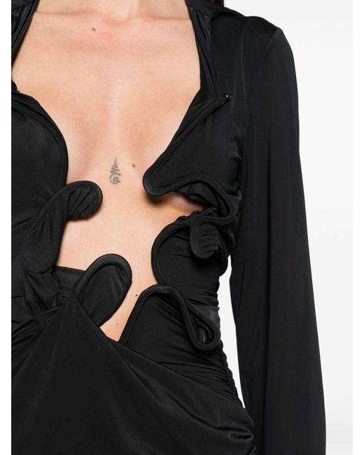 Christopher Esber Black Venus Plunge Shirt Dress