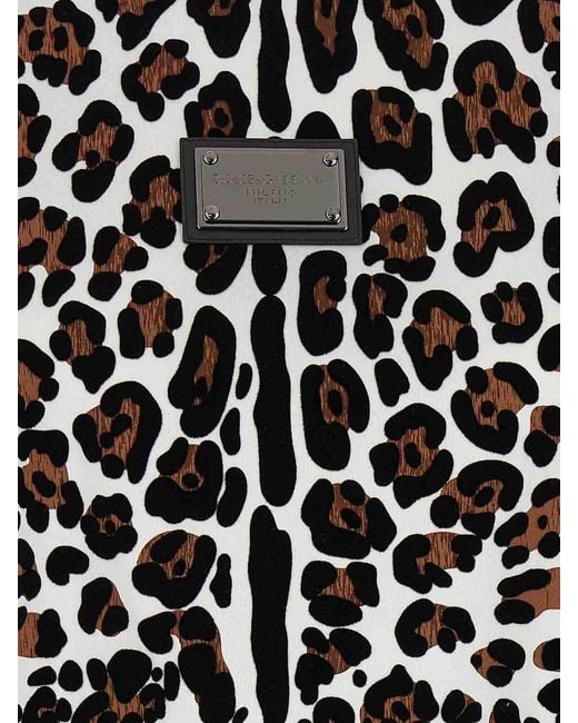 Dolce & Gabbana Black Animal Print Logo Plaque T-Shirt