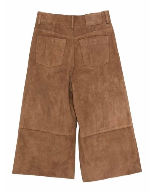 AMI Brown Suede Leather Trousers