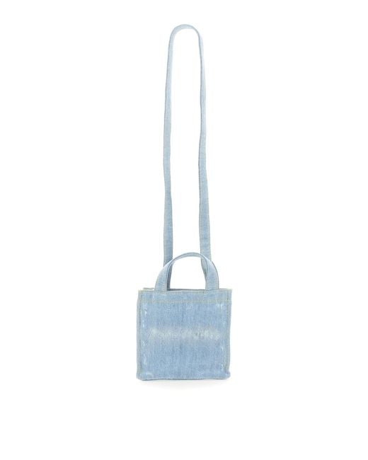 Acne Blue Mini Shopper Bag With Logo