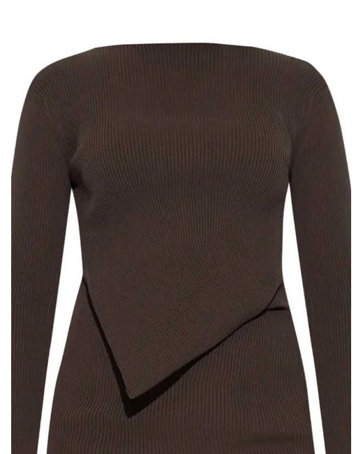 Rick Owens Brown Ribbed Knit Sweater