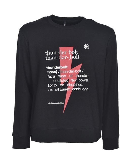 Neil Barrett Black Thunderbolt Printed Sweatshirt for men