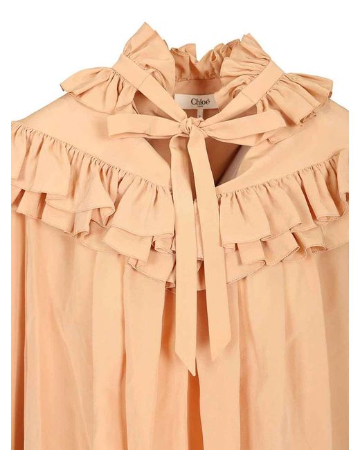 Chloé Natural Oversized Ruffle Top