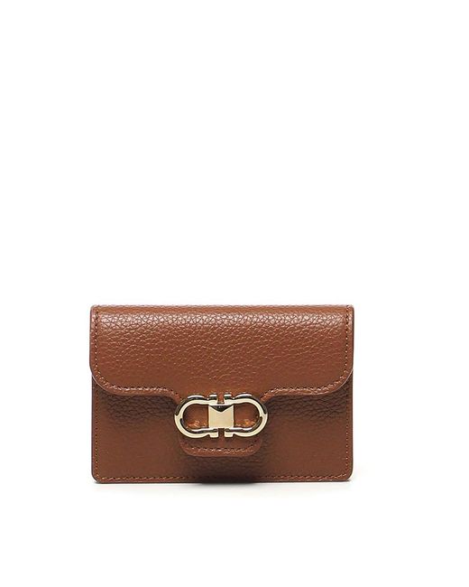 Ferragamo Brown Credit Card Holder