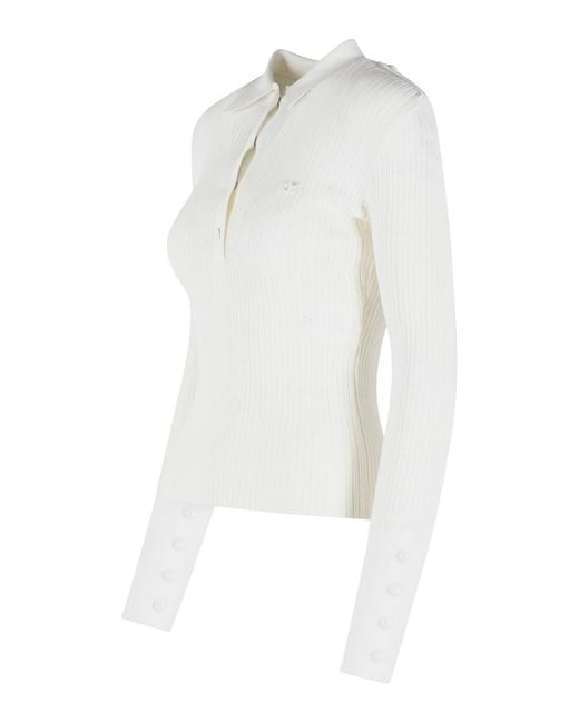 Courreges White Viscose Blend Polo Shirt