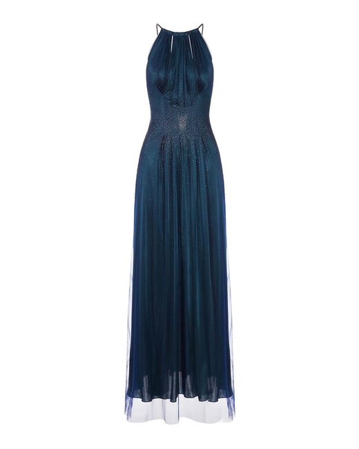 Giorgio Armani Blue Jersey Dress With Rhinestone Detail
