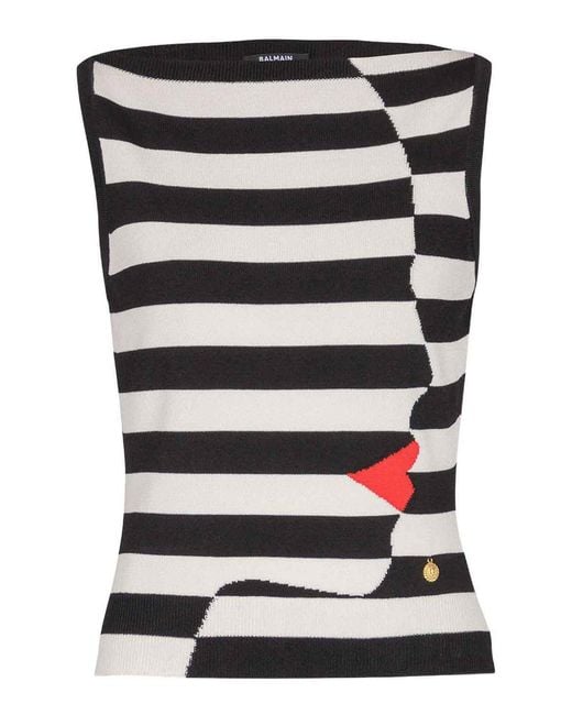 Balmain Black Face Marinire Knitted Top