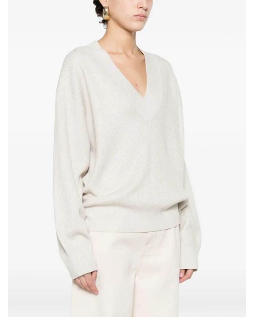 Brunello Cucinelli White Sparkling Cashmere Sweater