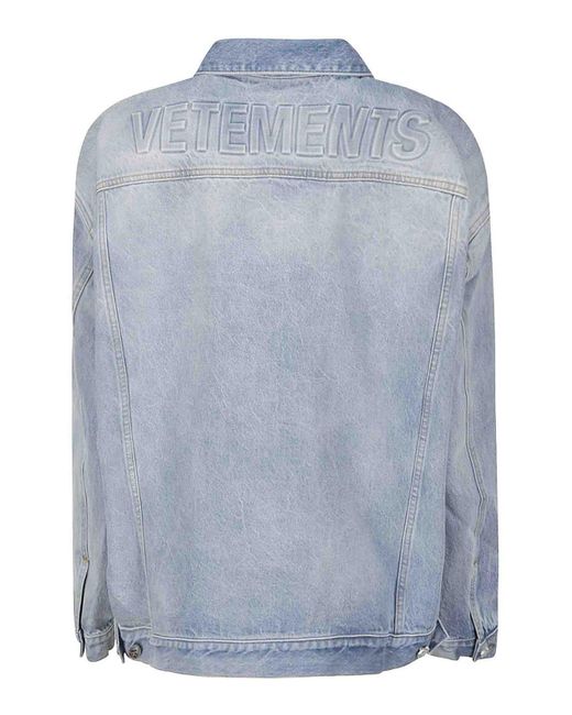 Vetements Blue Logo Denim Jacket