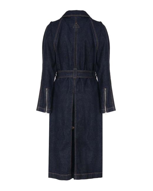 Alaïa Blue Classic Coat In Cotton Denim