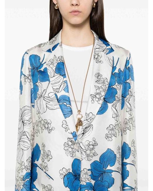 P.A.R.O.S.H. Blue Floral-Print Blazer