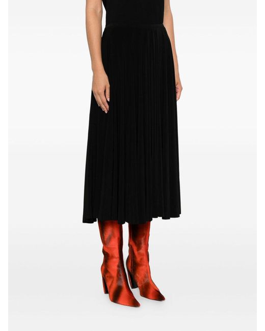 Norma Kamali Black Pleated Midi Skirt