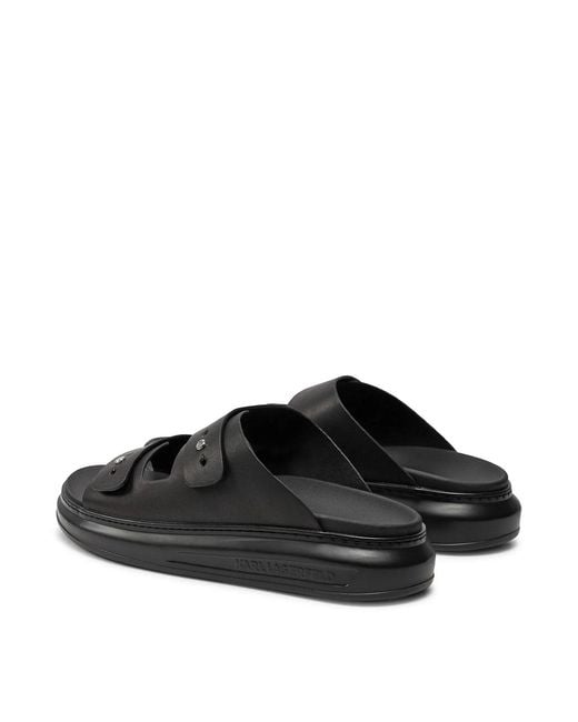 Karl Lagerfeld Black Dual Strap Leather Sandal for men