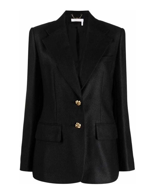 Chloé Black Wool And Silk Blend Single-breasted Jacket