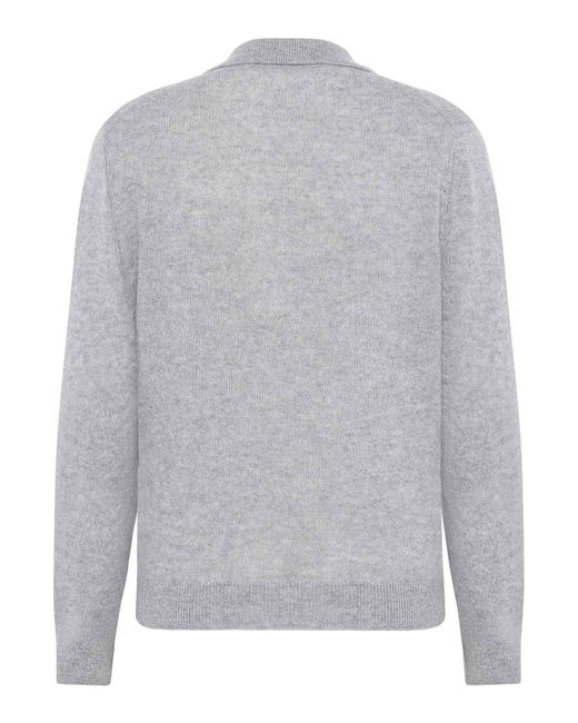 EMERSON RENALDI Gray Deep Polo-Collar Sweater