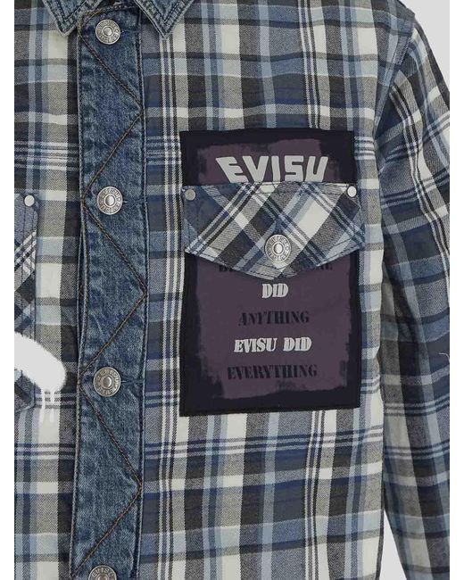 Evisu Blue Shirt Style Jacket for men