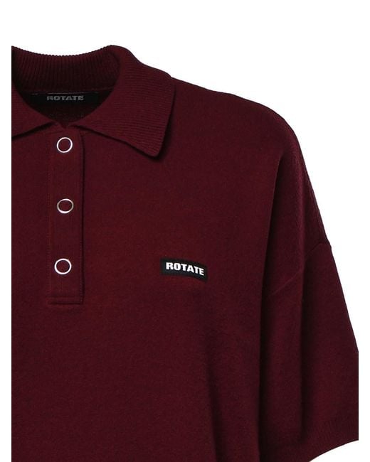 ROTATE BIRGER CHRISTENSEN Red Knitted Polo Shirt With Logo