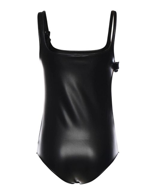 Courreges Black Cut-Out Bodysuit With Buckle