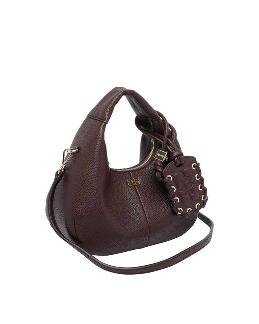 Ganni Brown Mini Hobo Bag