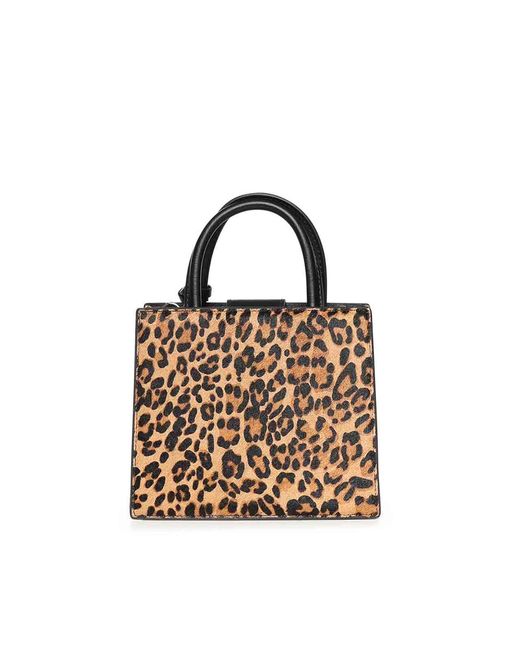 Mc2 Saint Barth Black Mini Leopard Print Shopper Bag