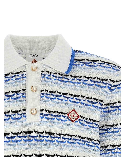 Casablanca Blue Cotton Polo Shirt for men