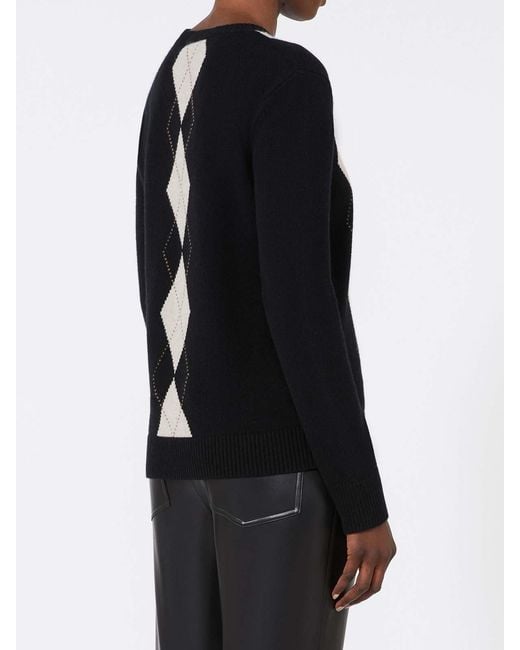 Max Mara Black Max Mara Argyle Wool And Cashmere Sweater