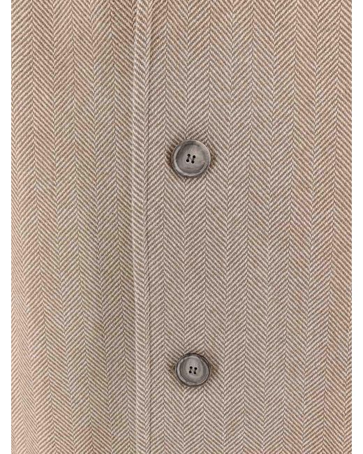 AMI Gray Herringbone Wool Coat for men