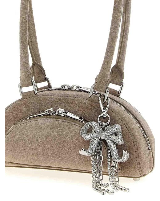 Self-Portrait White Suede Mini With Charm Shoulder Bag