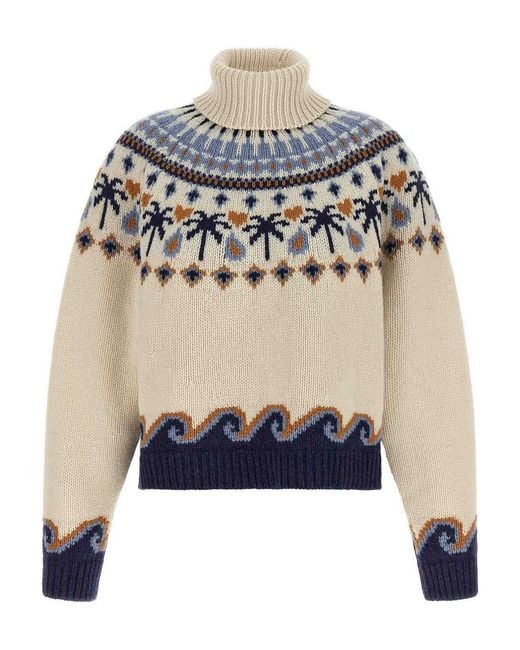 Alanui Blue Turtleneck Sweater