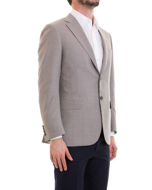 Brioni Brown Houndstooth Unstructured Blazer for men