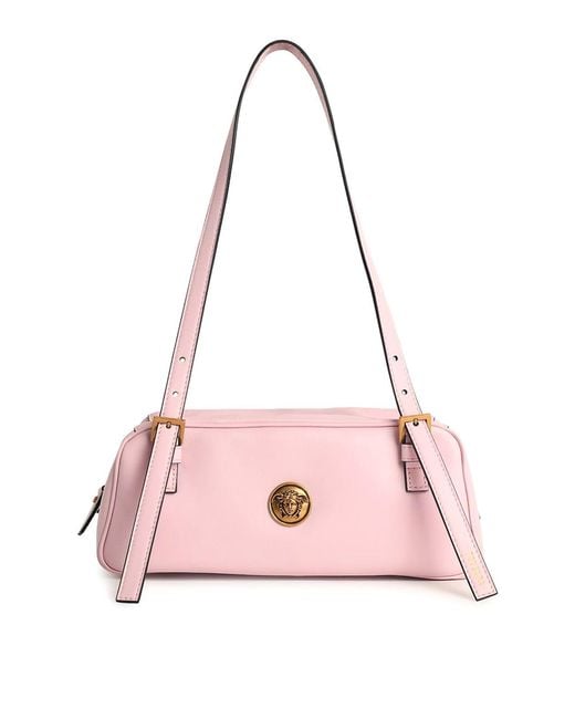 Versace Pink Emblme' Nappa Leather Bowling Bag