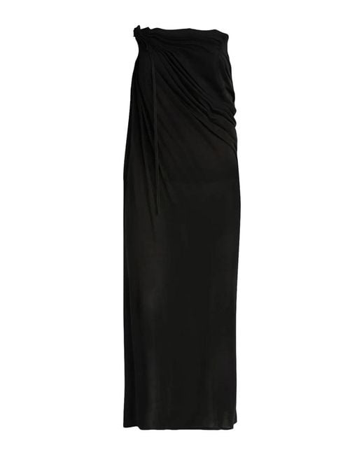 ANDREADAMO Black Draped Jersey Low Waist Long Skirt