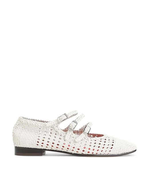 CAREL PARIS White Ariana S Braided Ballerinas