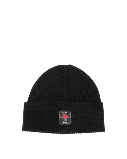 MSGM Black Beanie for men