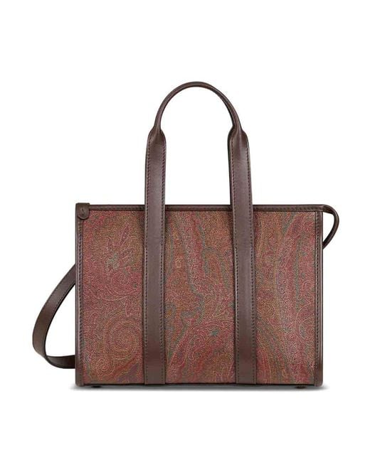 Etro Brown Paisley Small Tote Bag