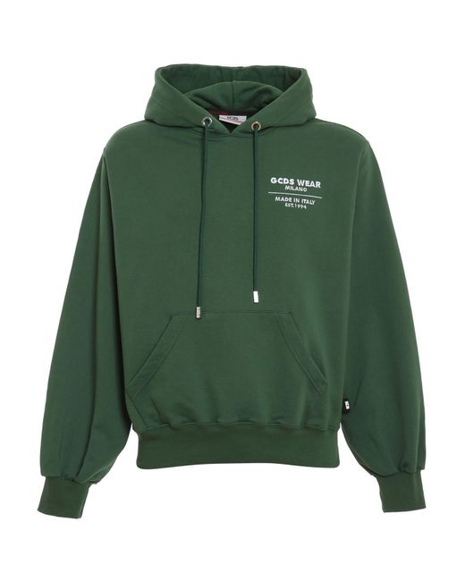 Gcds Logo Embroidery Hoodie in Green for Men Lyst