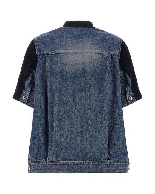Sacai Blue Denim X Knit Cardigan