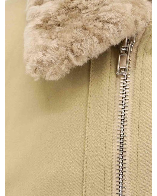 Burberry Natural Cotton Padded Jacket With Shearling Collar for men