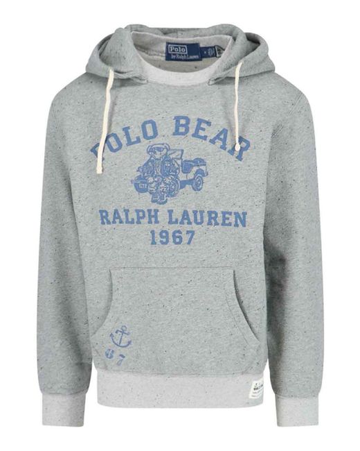 Polo Ralph Lauren Gray Logo Hooded Sweatshirt for men