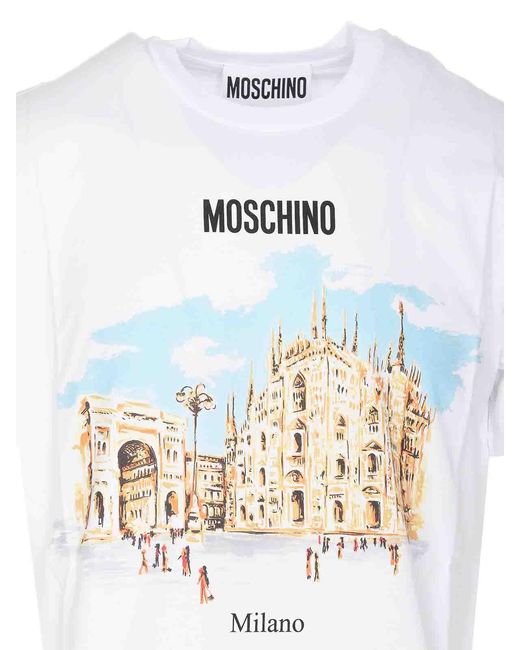 Moschino White Archive Print T-Shirt for men