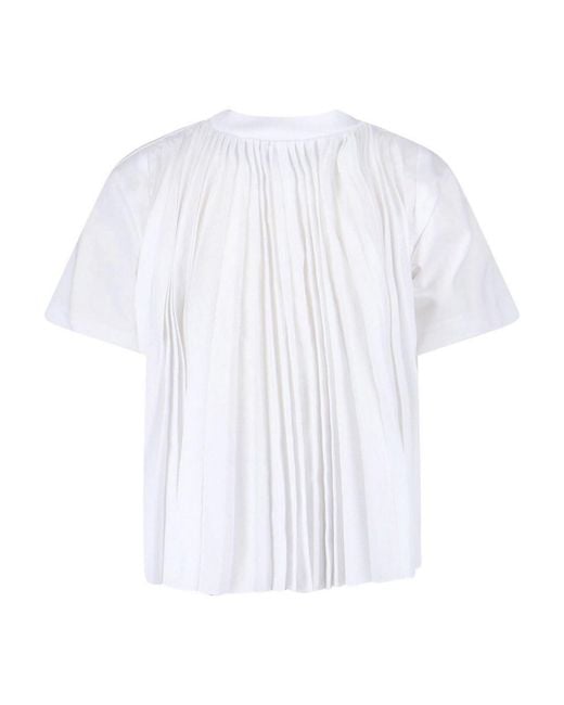 Sacai White Pleated T-Shirt