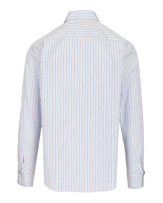 Valentino Garavani White Striped Cotton Button-Down Shirt for men