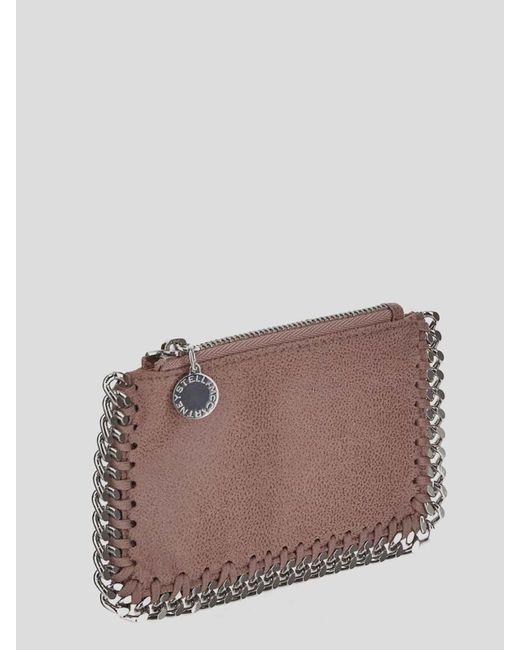 Stella McCartney Brown Card Case In Pink With Chain Edges