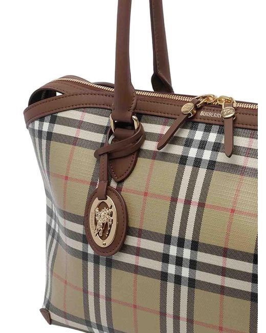 Burberry White Check Tote Bag